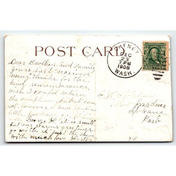 Santa Claus Christmas Postcard Ellen Clapsaddle Saint Nick Boy With Letter 1908 - Picture 2 of 2